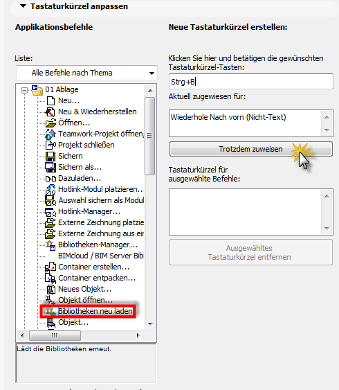 Dialog for hotkey settings